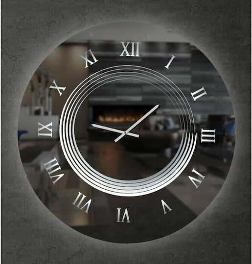 Ploumatos Wall Clock Mirror Silver Ø104cm