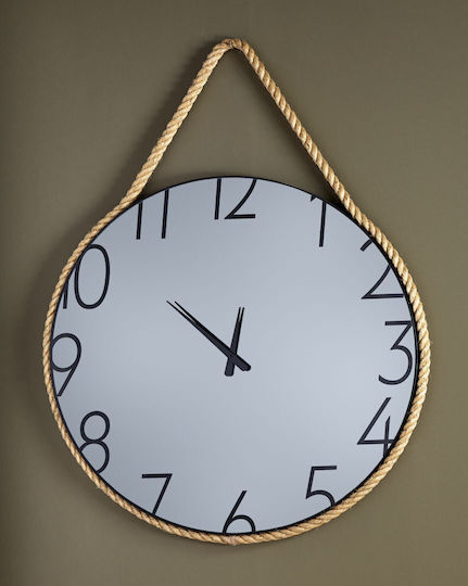 Ploumatos Analog Glass Beige Wall Clock Ø95cm Ploumatos Analog Glass Beige Wall Clock Ø95cm