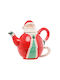 Ornament de masă de Crăciun Ceainic Ceramic Roșu L18.5xW16xH16xD11.5cm.