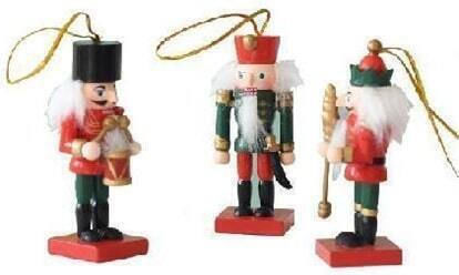 Hängender Nussknacker Ornament Hölzern Mehrfarbig 8x8cm Set 3Stück