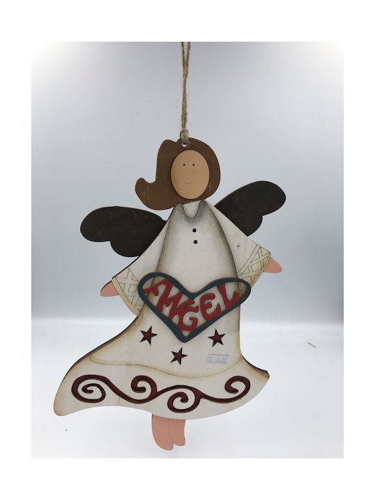 Christmas Wooden Angel Ornament White