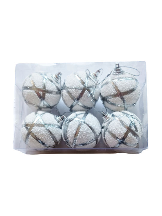 Weihnachtshänger Kugel Ornament Weiß Set 6Stück