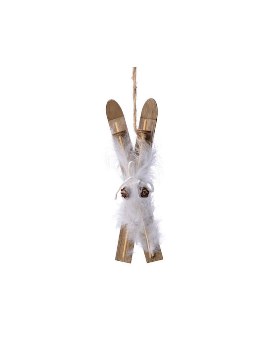 Hanging Hanging Ornament Ice Skate Wooden White 18x5.5cm