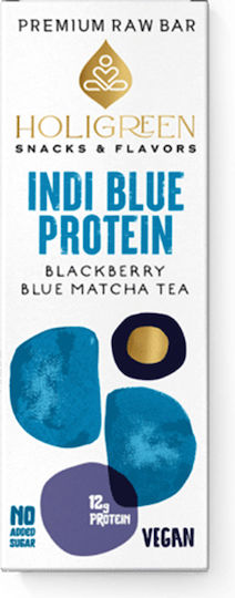 Holigreen Indi Blue Protein Bar with 12gr Protein & Flavor Blackberry Blue Matcha Tea 60gr