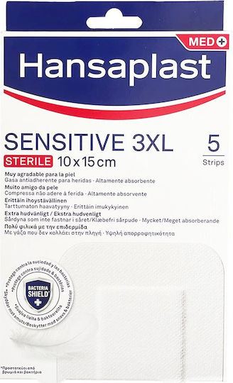Hansaplast Стерилизирани Адхезивни пластири Sensitive 3XL 15x10см 5бр