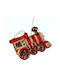 Hanging Train Glass Christmas Tree Ornament Red 12x12cm