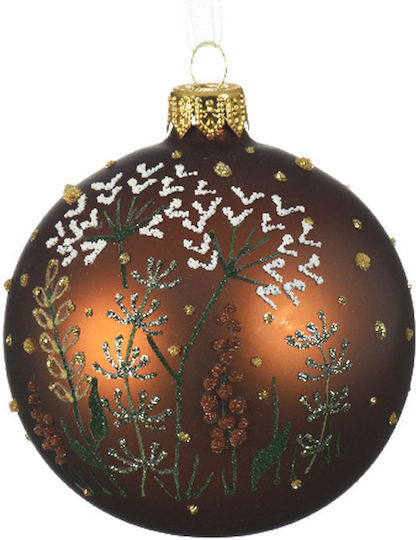 Hängendes Kugel Ornament Ornament Glas Kupfer mit Glitzer 8cm