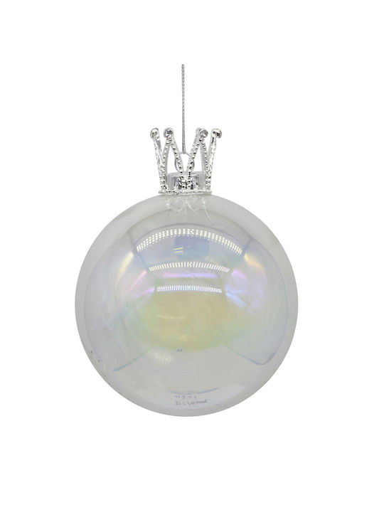 Hanging Ball Ornament Ornament Glass White 10cm