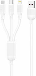Foneng X80 Regular USB to Type-C / Lightning / micro USB 1.2m 3A Cable White Foneng X80 Regular USB to Type-C / Lightning / micro USB 1.2m 3A Cable White
