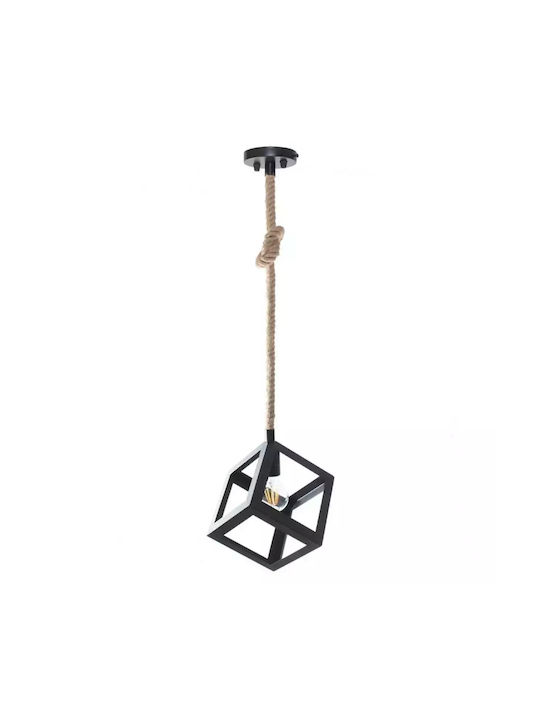 Stimeno Lustră Negru cu frânghie pentru Dulie E27 22.5x22.5cm.