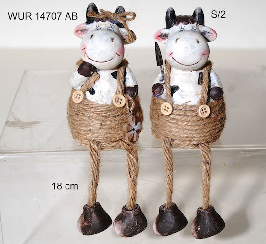 Royal Art Collection Set Dekorative Kühe aus Kunststoff 13x15x18cm 2Stück