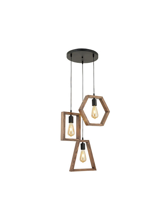 Megapap Pendant Light Three-Light for Socket E27 Brown