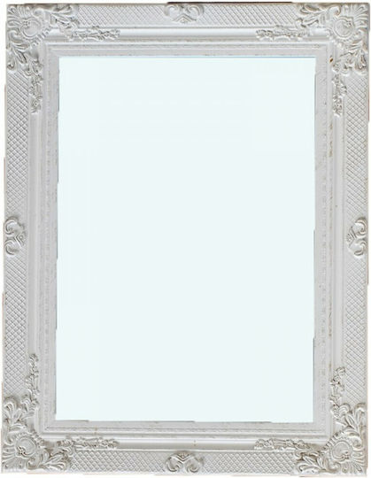 Lampiris Interiors Като Огледало за Стена с Бял Дърво Рамка 90x60см 1бр