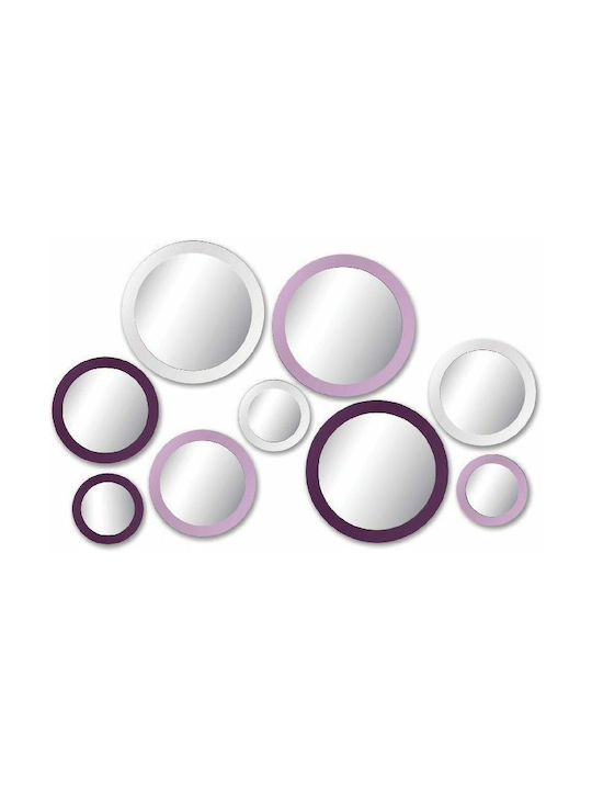 Innova Wall Mirror with Pink Plastic Frame Diameter 20cm 9pcs