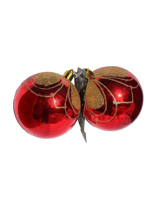 Christmas Ball Ornament Red 8x8cm 2pcs