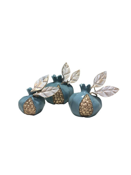 Handmade Tabletop Lucky Charm Pomegranate Blue 3pcs