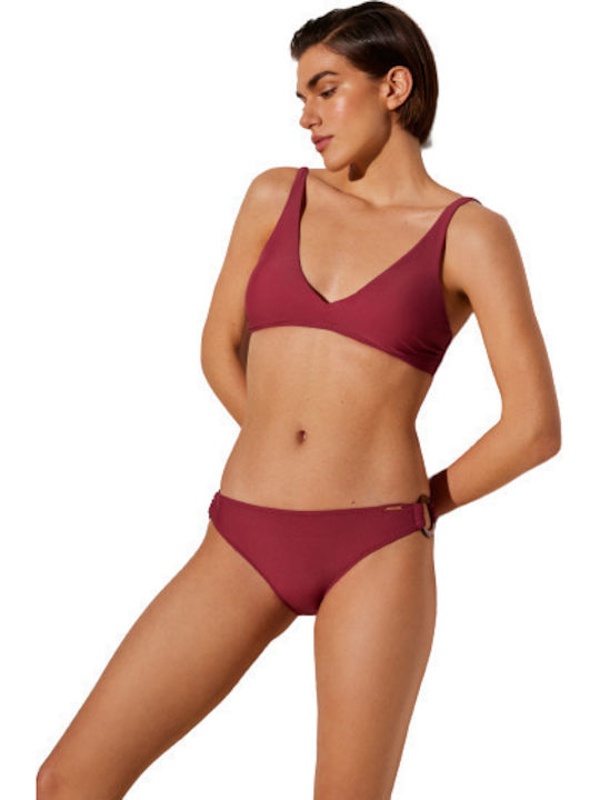 Set Bikini Τριγωνάκι με Ελαφριά Ενίσχυση Μπορντό