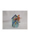 Kapadakis Wood Art Handmade Hanging Lucky Charm Home Light Blue made of Wood 7x12cm 1pcs