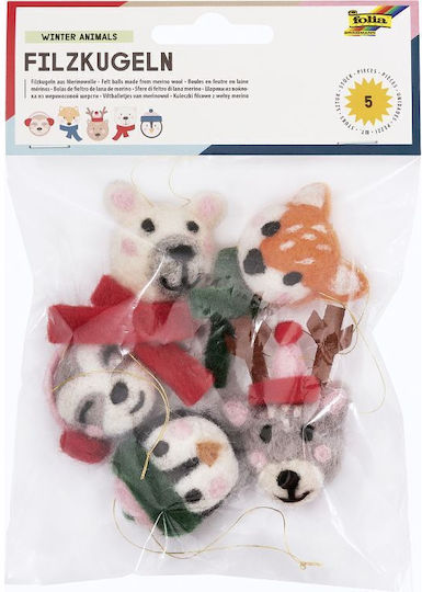Hanging Ball Ornament Ornament Felt Multicolour Set 5pcs