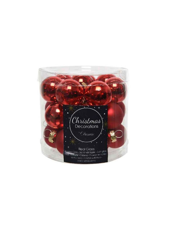 Hanging Ball Ornament Ornament Glass Red Set 24pcs