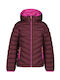 Waterproof Kids' Quilted Jacket Short Windproof with Hood Burgundy