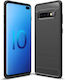 Techsuit Carbon Umschlag Rückseite Silikon Schwarz (Galaxy S10+)