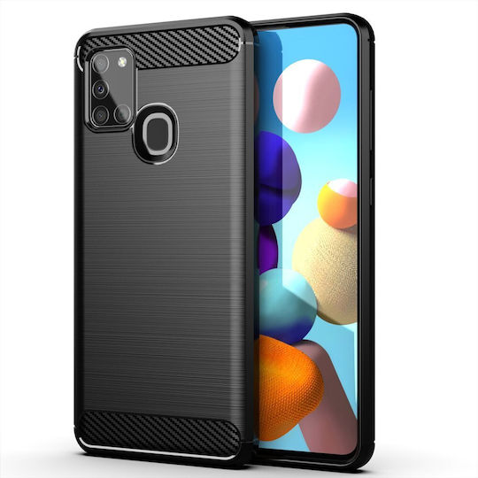 Techsuit Carbon Back Cover Silicon Negru (Galaxy A21s)