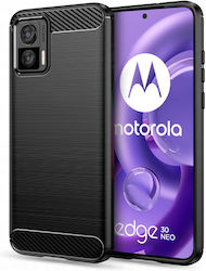 Techsuit Carbon Umschlag Rückseite Silikon Schwarz (Motorola Edge 30)