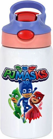 Koupakoupa Kids Water Bottle Pj Masks Stainless Steel with Straw White 350ml