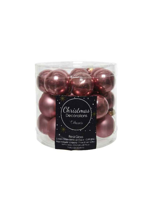 Hanging Ball Ornament Ornament Glass Pink Set 24pcs