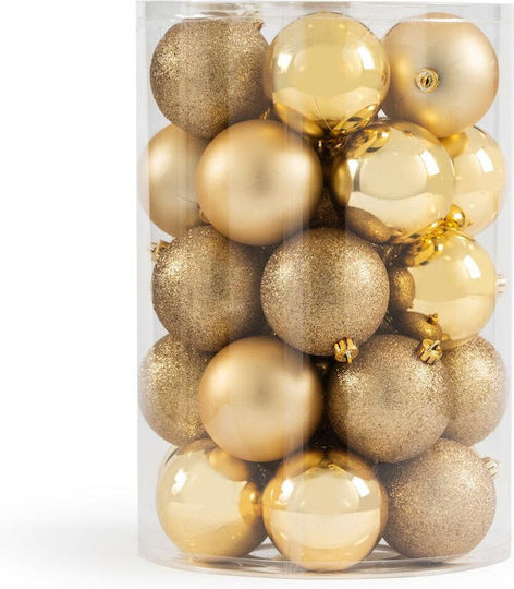 Hanging Ball Ornament Ornament Plastic Yellow Set 34pcs