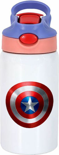 Koupakoupa Неръждаема Стомана Детска Бутилка За Вода Avengers със Сламка Бяла 350ml
