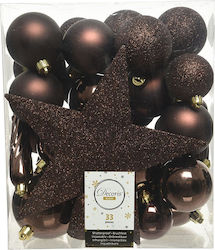 Set of Plastic Brown Christmas Tree Ornaments 33 Pieces Set of Plastic Brown Christmas Tree Ornaments 33 Pieces