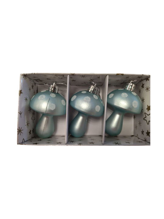 Ornament suspendat Ciupercă Plastic Albastru deschis 7x5buc Set 3buc
