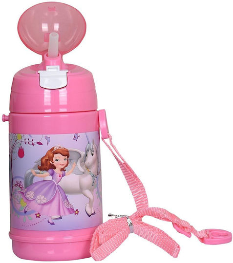 Sunce Sticlă pentru copii din plastic cu pai Roz 400ml