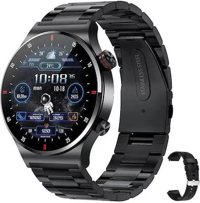 Microwear QW33 46mm Smartwatch with Heart Rate Monitor (Black Steel)