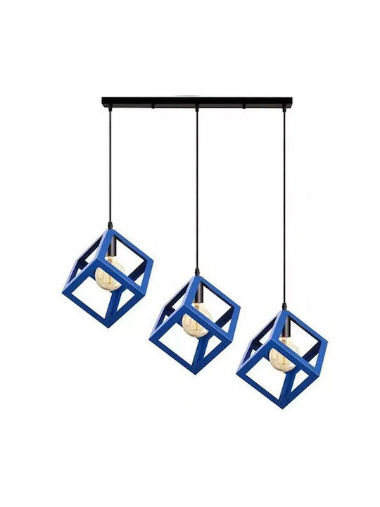 Stimeno Hängende Deckenleuchte Dreilicht Schiene für Fassung E27 Blau