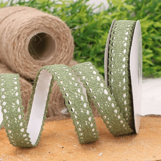Dantelă Panglică Monocromie Verde 4.5metri cu lățime 15mm