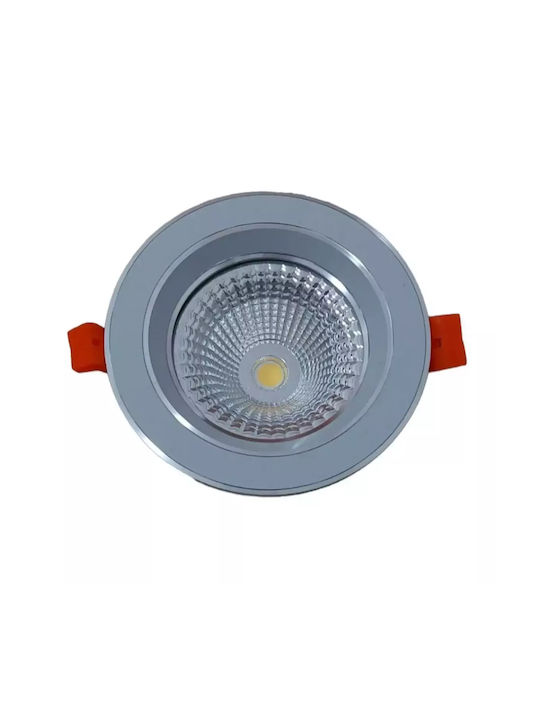 Stimeno Round Metallic Recessed Spot with Integrated LED and Natural White Light Silver