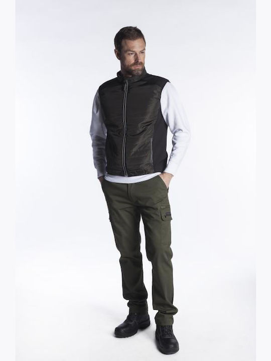 Fageo Softshell Men's Safety Vest with Fleece Lining Khaki