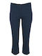 Women's Fabric Capri Pants in Slim Fit Navy Blue