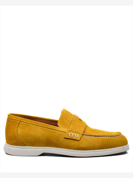 Δερμάτινα Ανδρικά Loafers σε Κίτρινο Χρώμα