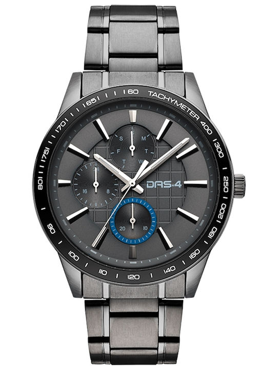DAS.4 Herrenuhr Batterie mit Gray Metallarmband