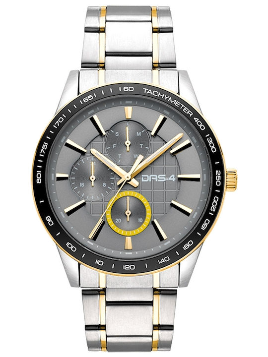 DAS.4 Herrenuhr Batterie mit Silber Metallarmband