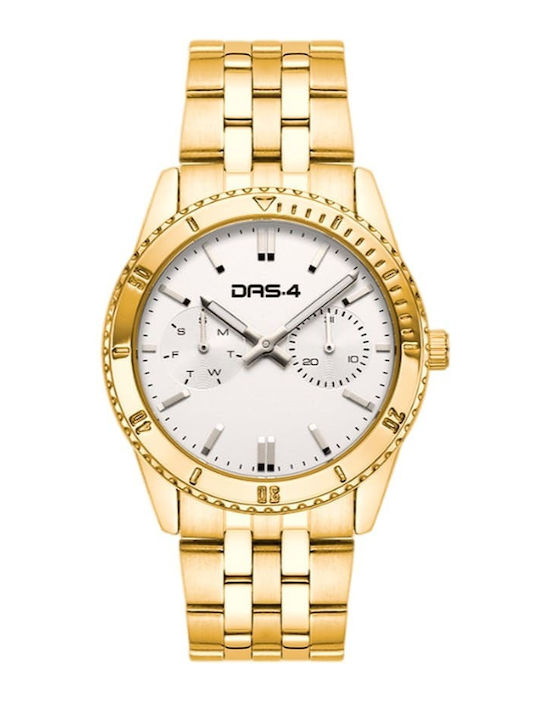 DAS.4 Herrenuhr 36mm Batterie mit Gold Metallar...