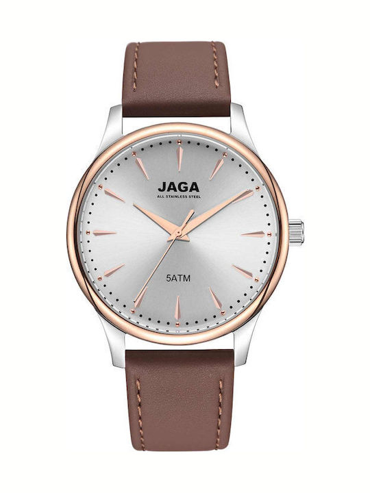 Jaga Men's Watch 41mm Battery with Brown Leathe...