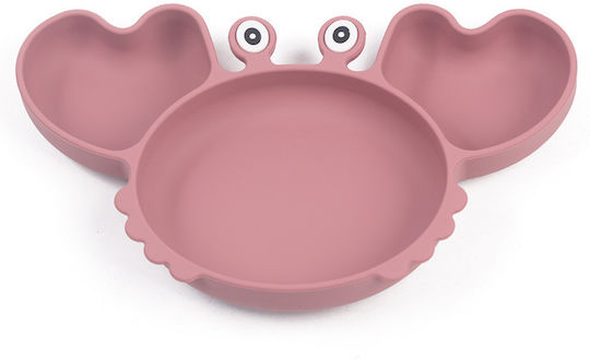 Queen Mother Baby Food Plate Crab made of Silicone Pink