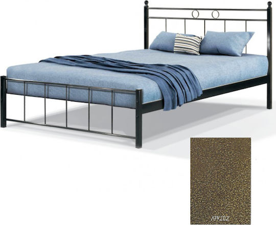 Kyklos Bed Semi-Double Metal Gold for Mattress 110x200cm