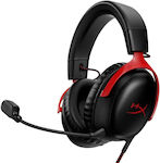 HyperX Cloud III Over Ear Gaming Headset με σύνδεση 3.5mm / USB Μαύρο / Κόκκινο