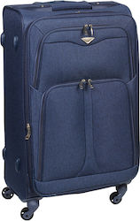 Keskor Large Travel Suitcase Fabric Blue with 4 Wheels Height 73cm